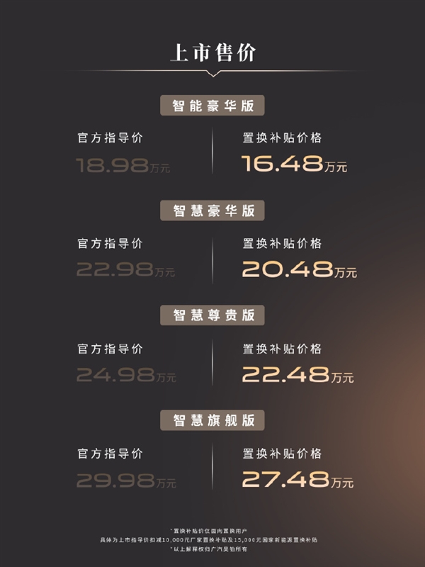 置換16.48萬元起！廣汽昊鉑A800正式上市：尊界S800同款896線四鐳射雷達